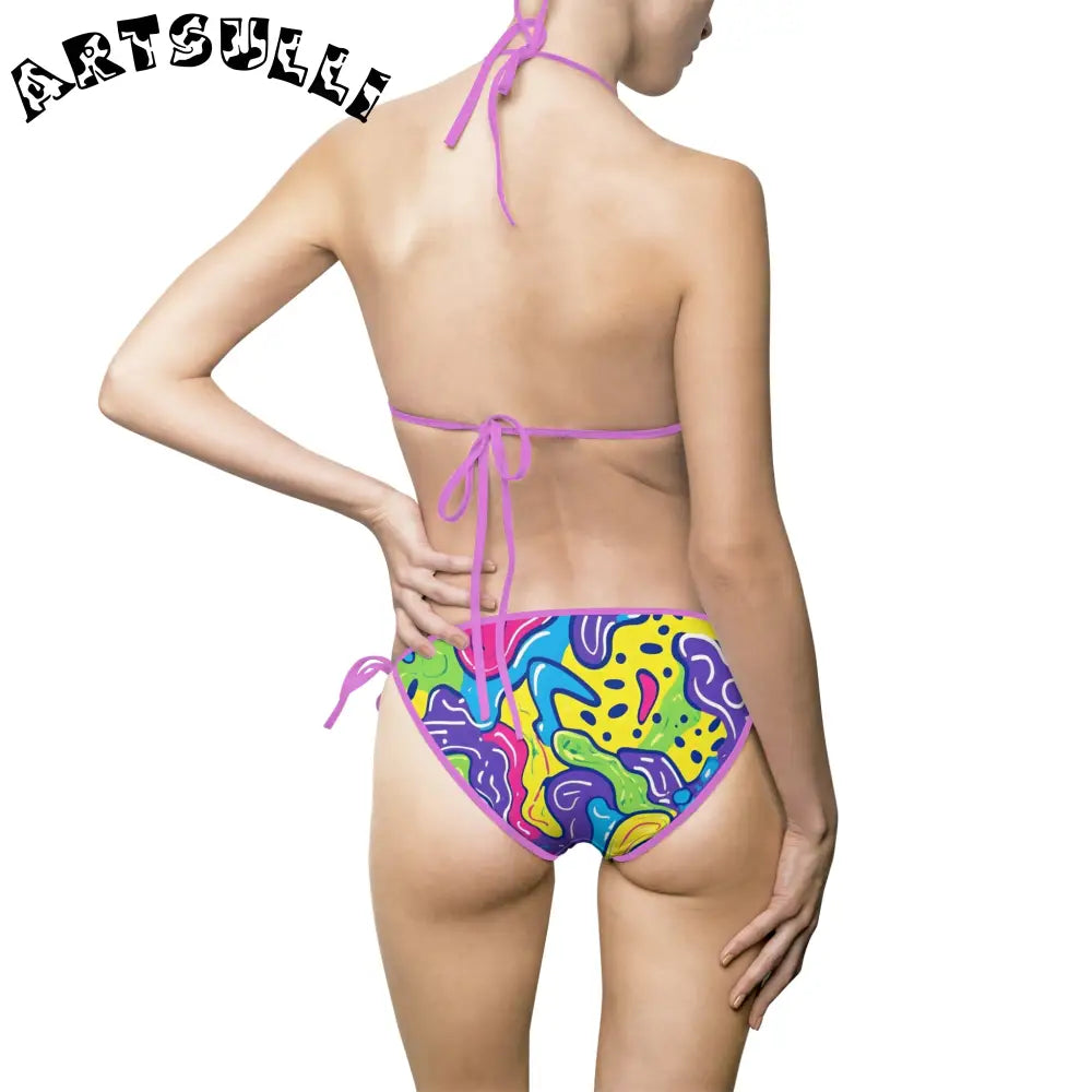 Artistic Abstract Bikini Swimsuit, Artsulli - Art is Long, Life is Short, All Over Prints, , , , , , , 