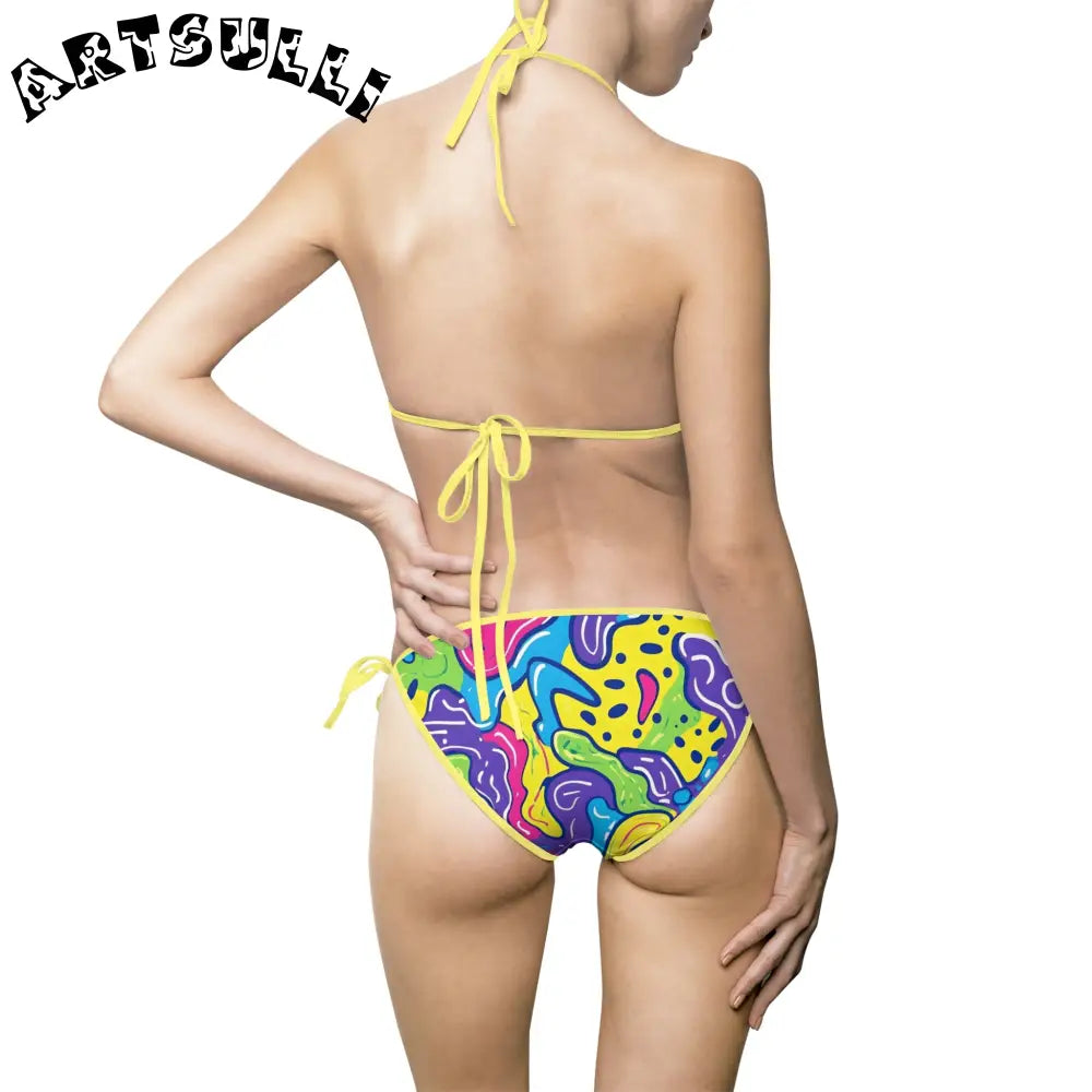 Artistic Abstract Bikini Swimsuit, Artsulli - Art is Long, Life is Short, All Over Prints, , , , , , , 