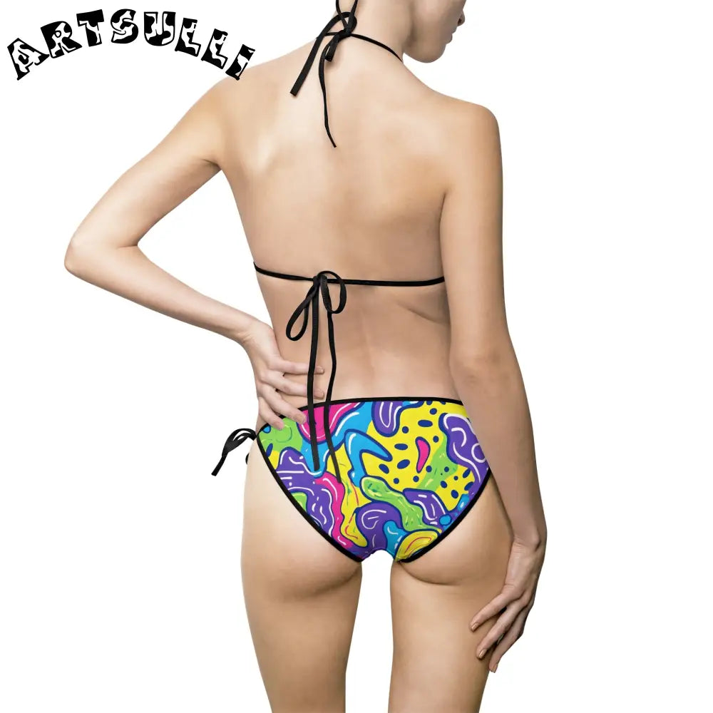 Artistic Abstract Bikini Swimsuit, Artsulli - Art is Long, Life is Short, All Over Prints, , , , , , , 