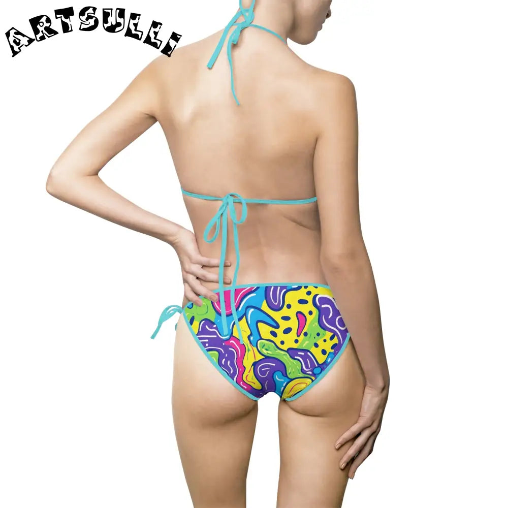 Artistic Abstract Bikini Swimsuit, Artsulli - Art is Long, Life is Short, All Over Prints, , , , , , , 