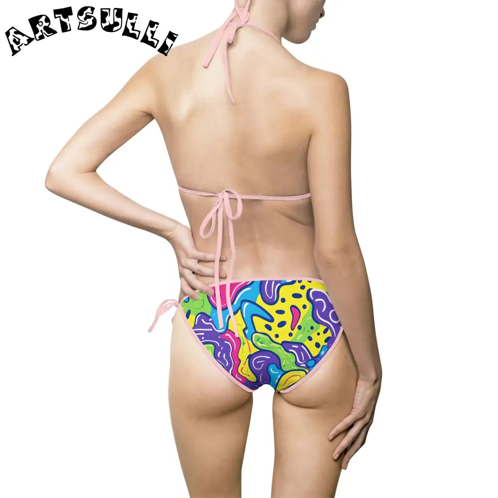 Artistic Abstract Bikini Swimsuit, Artsulli - Art is Long, Life is Short, All Over Prints, , , , , , , 