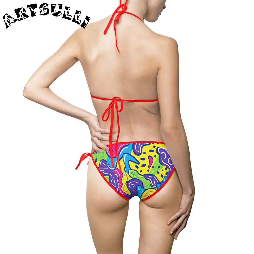 Artistic Abstract Bikini Swimsuit, Artsulli - Art is Long, Life is Short, All Over Prints, , , , , , , 