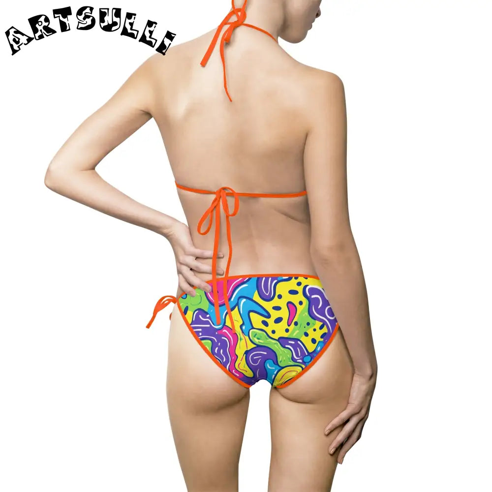 Artistic Abstract Bikini Swimsuit, Artsulli - Art is Long, Life is Short, All Over Prints, , , , , , , 