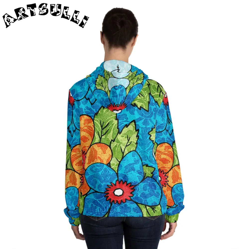 Artistic Floral Women's Zip Hoodie, Artsulli - Art is Long, Life is Short, All Over Prints, , , , , , , 