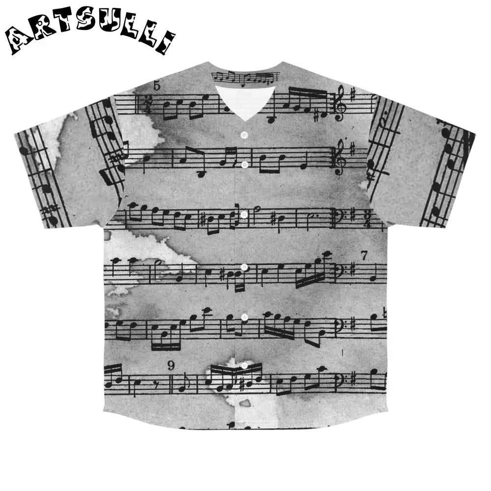 Artistic Music Sheet Baseball Jersey, Artsulli - Art is Long, Life is Short, All Over Prints, Size, S, Color, Seam thread color automatically matched to design, , , 28429345768841248765