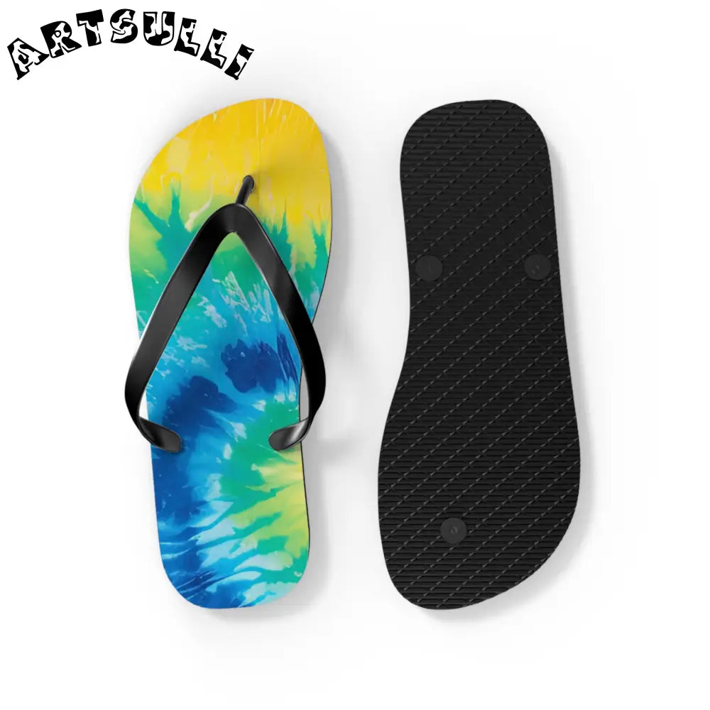 Artistic Summer Tie-Dye Flip Flops, Artsulli - Art is Long, Life is Short, Shoes, , , , , , , 