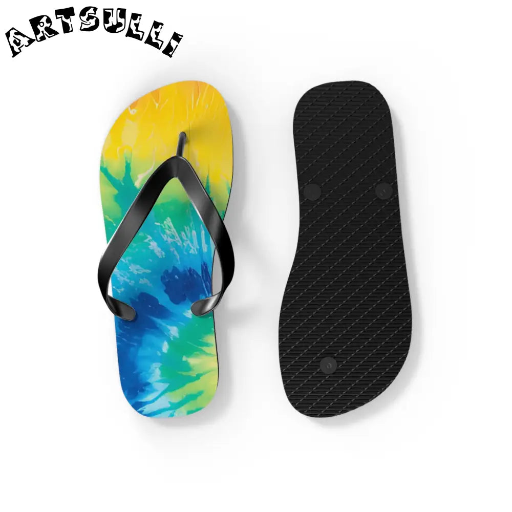 Artistic Summer Tie-Dye Flip Flops, Artsulli - Art is Long, Life is Short, Shoes, , , , , , , 