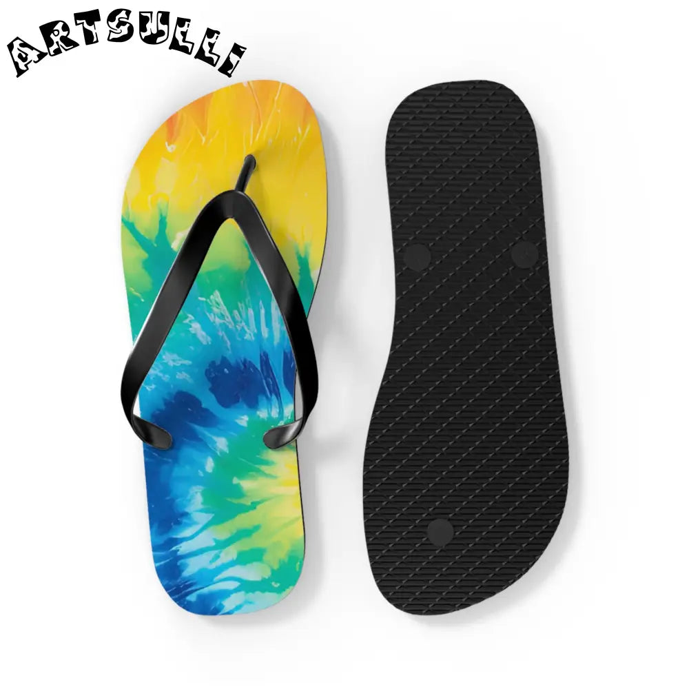 Artistic Summer Tie-Dye Flip Flops, Artsulli - Art is Long, Life is Short, Shoes, , , , , , , 