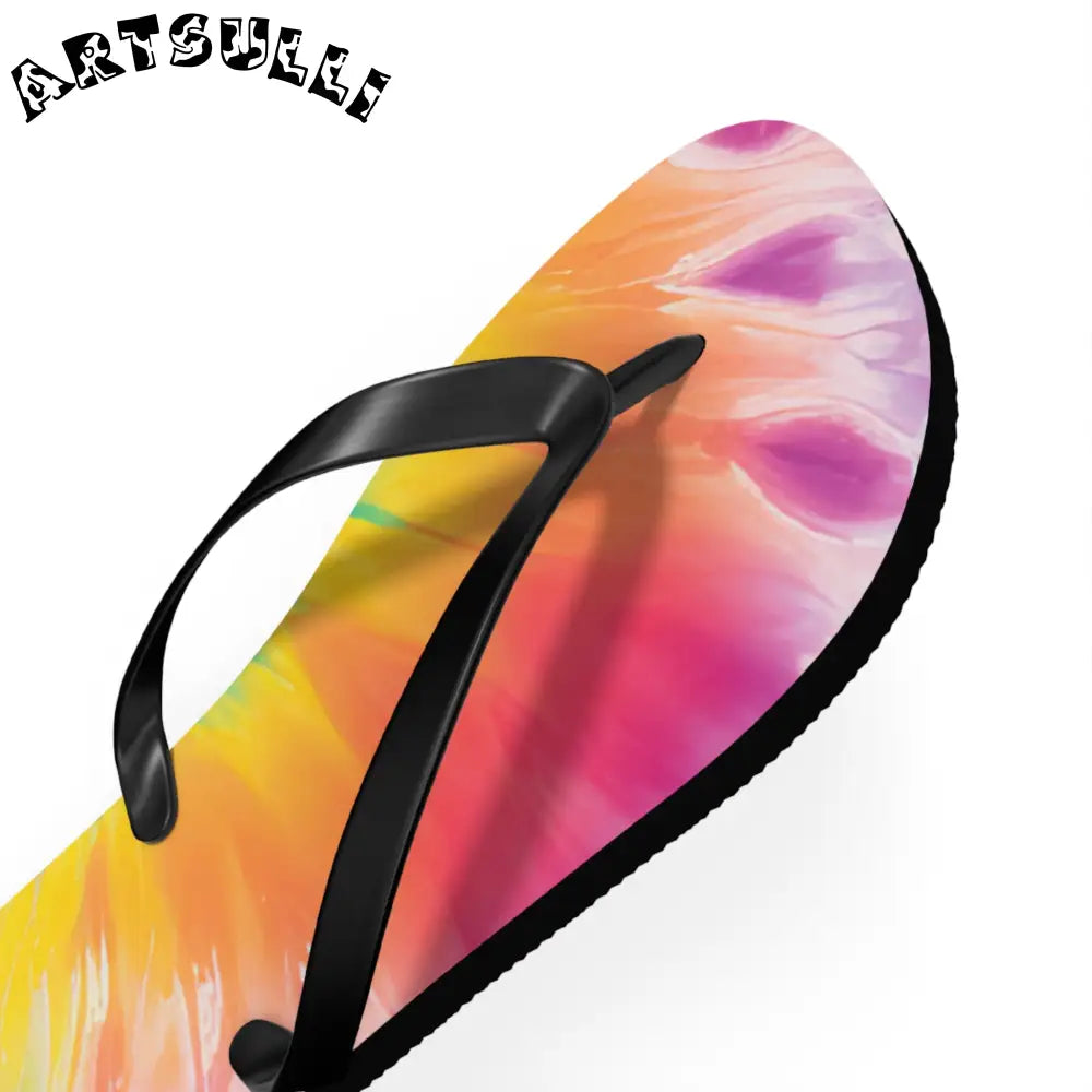 Artistic Summer Tie-Dye Flip Flops, Artsulli - Art is Long, Life is Short, Shoes, , , , , , , 
