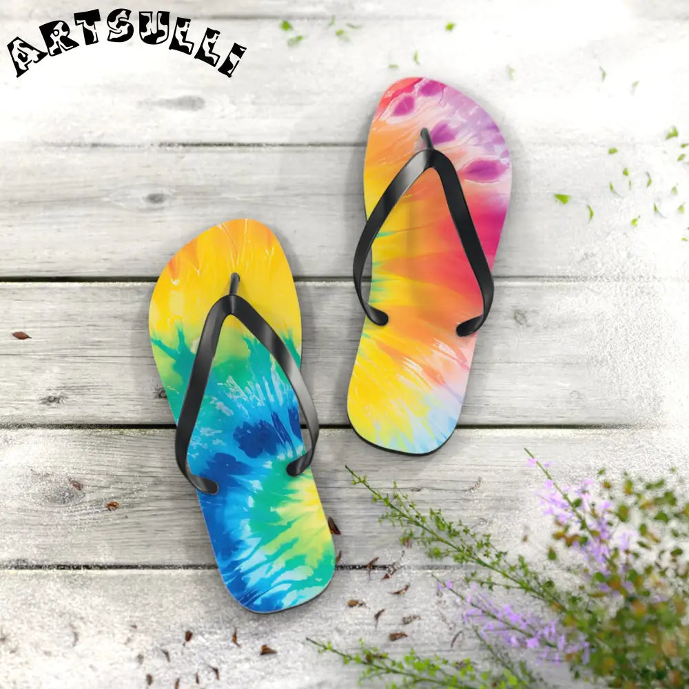 Artistic Summer Tie-Dye Flip Flops, Artsulli - Art is Long, Life is Short, Shoes, , , , , , , 