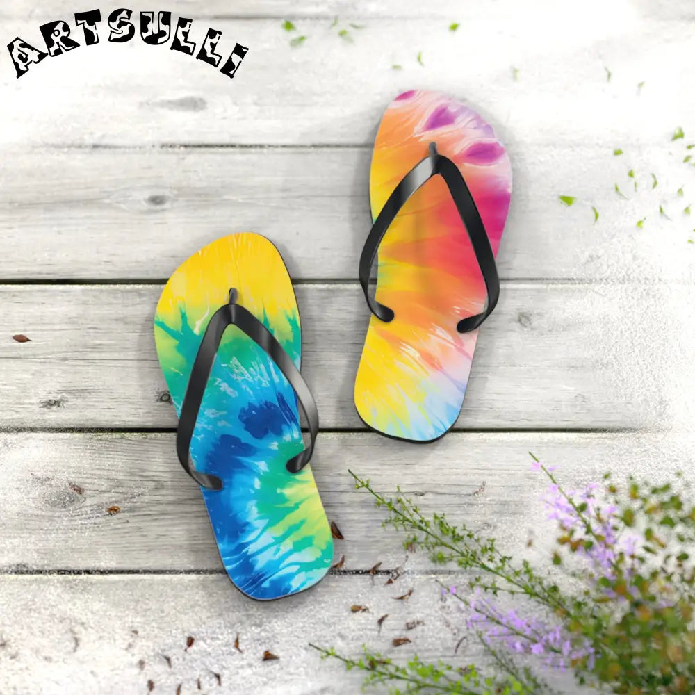 Artistic Summer Tie-Dye Flip Flops, Artsulli - Art is Long, Life is Short, Shoes, , , , , , , 