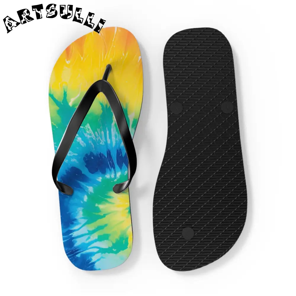 Artistic Summer Tie-Dye Flip Flops, Artsulli - Art is Long, Life is Short, Shoes, , , , , , , 