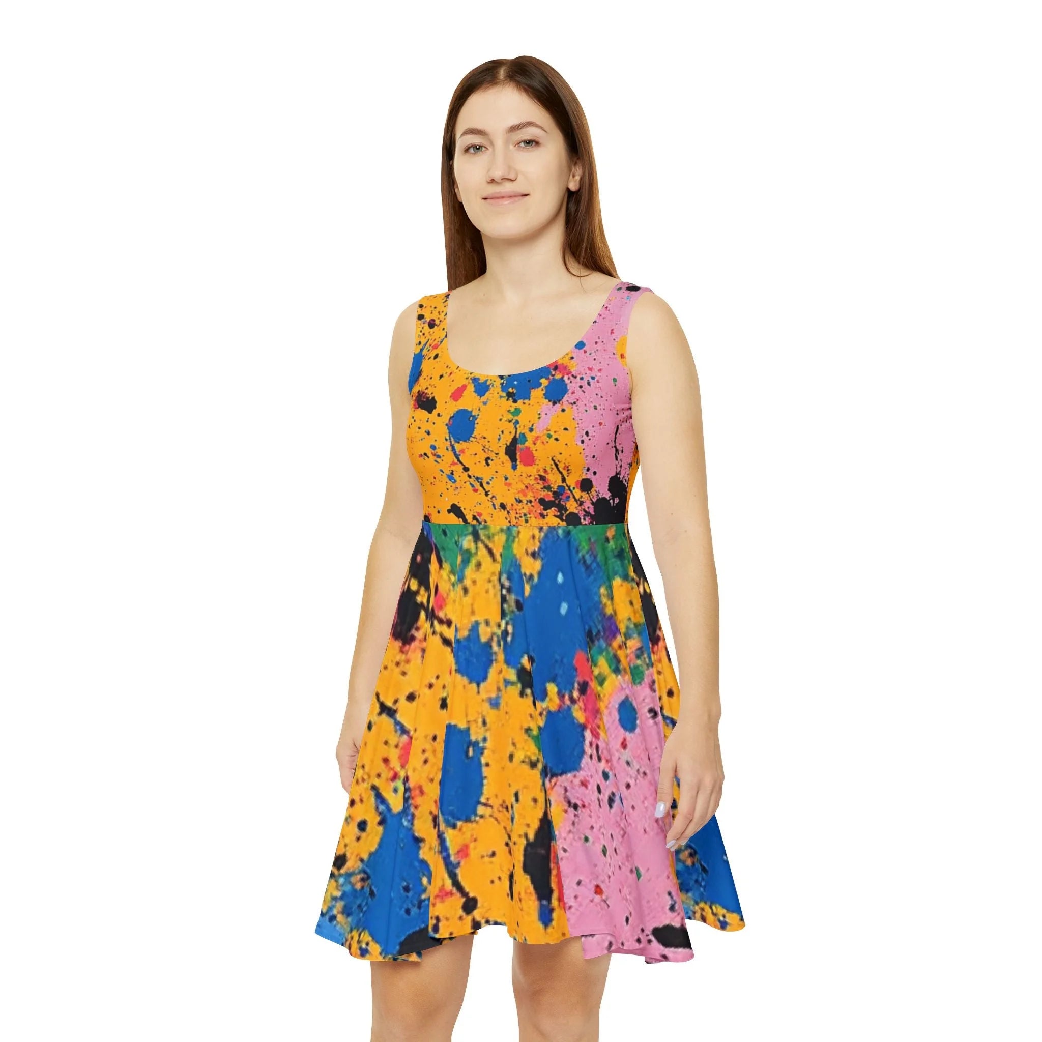 Artistic Work Splatter Skater Dress, Artsulli - Art is Long, Life is Short, All Over Prints, , , , , , , 