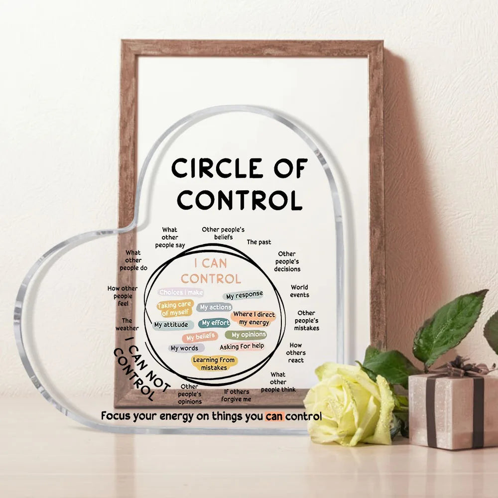 Acrylic Circle of Sign for Mental Health Awareness - Focus Energy on Controllable Factors Party Supplies, Art Craft Ornament ﻿