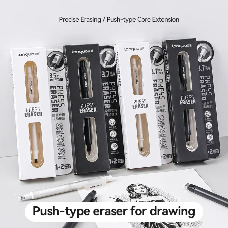 Buy The Best By Artsulli - Art is Long Life Short - Eraser Mechanical Rubber Refillable Pen Sketch Drawing Press Retractable Pencil