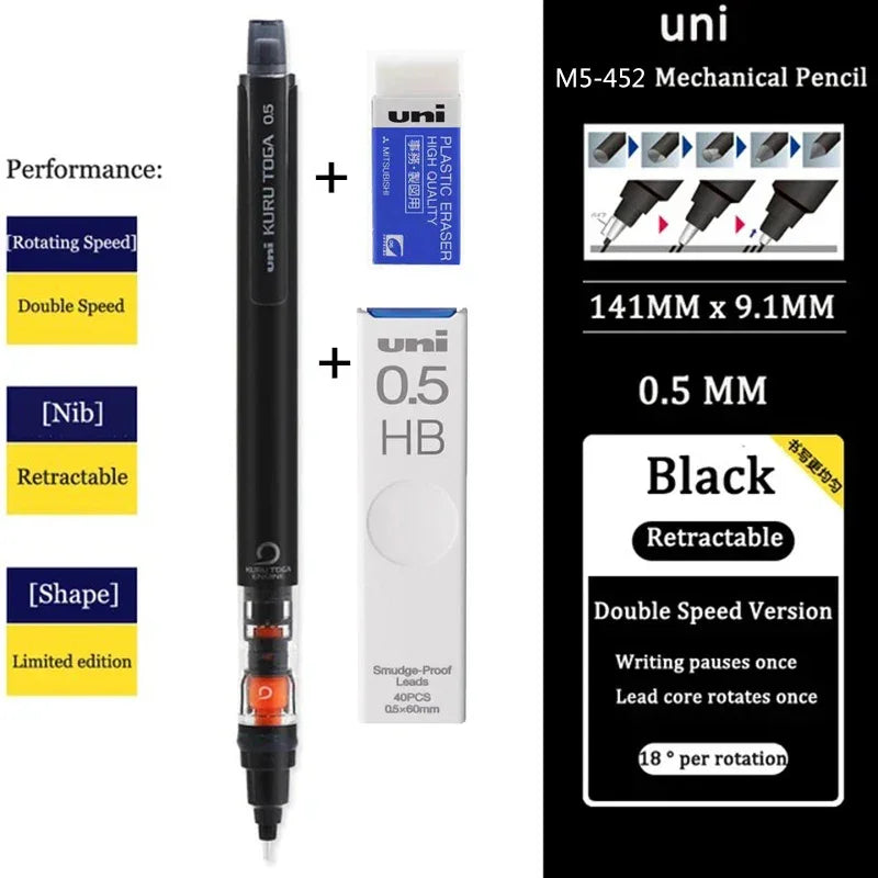 Buy The Best By Artsulli - Art is Long Life Short - Japan UNI Mechanical Pencil KURUTOGA 0.5mm Non Breakable Lead Drawing Activity M5-452