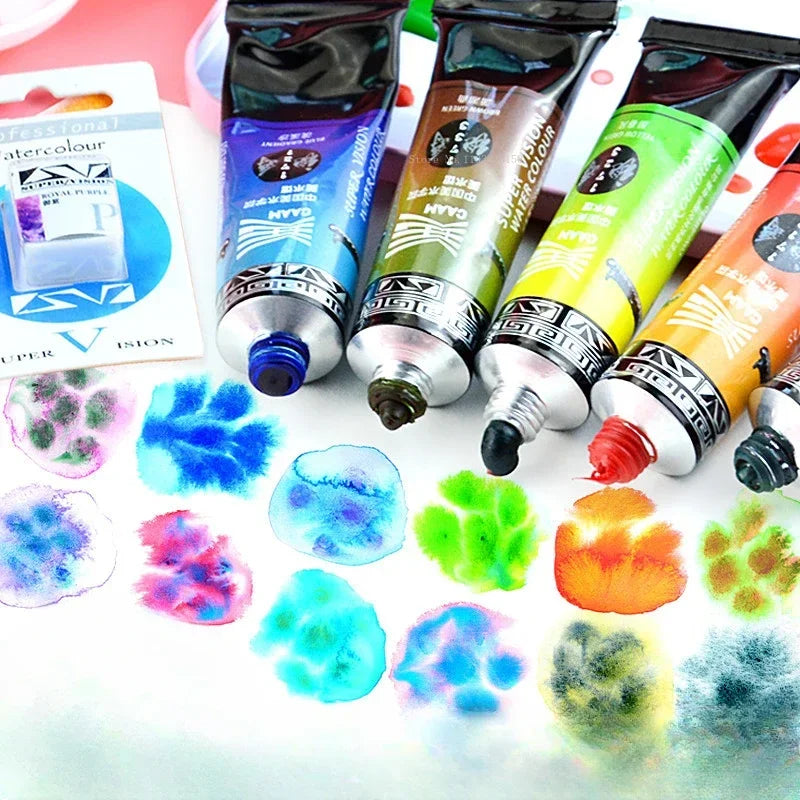 Buy The Best By Artsulli - Art is Long Life Short - 15ml Super Vision Layered Color Solid Watercolor Paint Tools Students Illustration