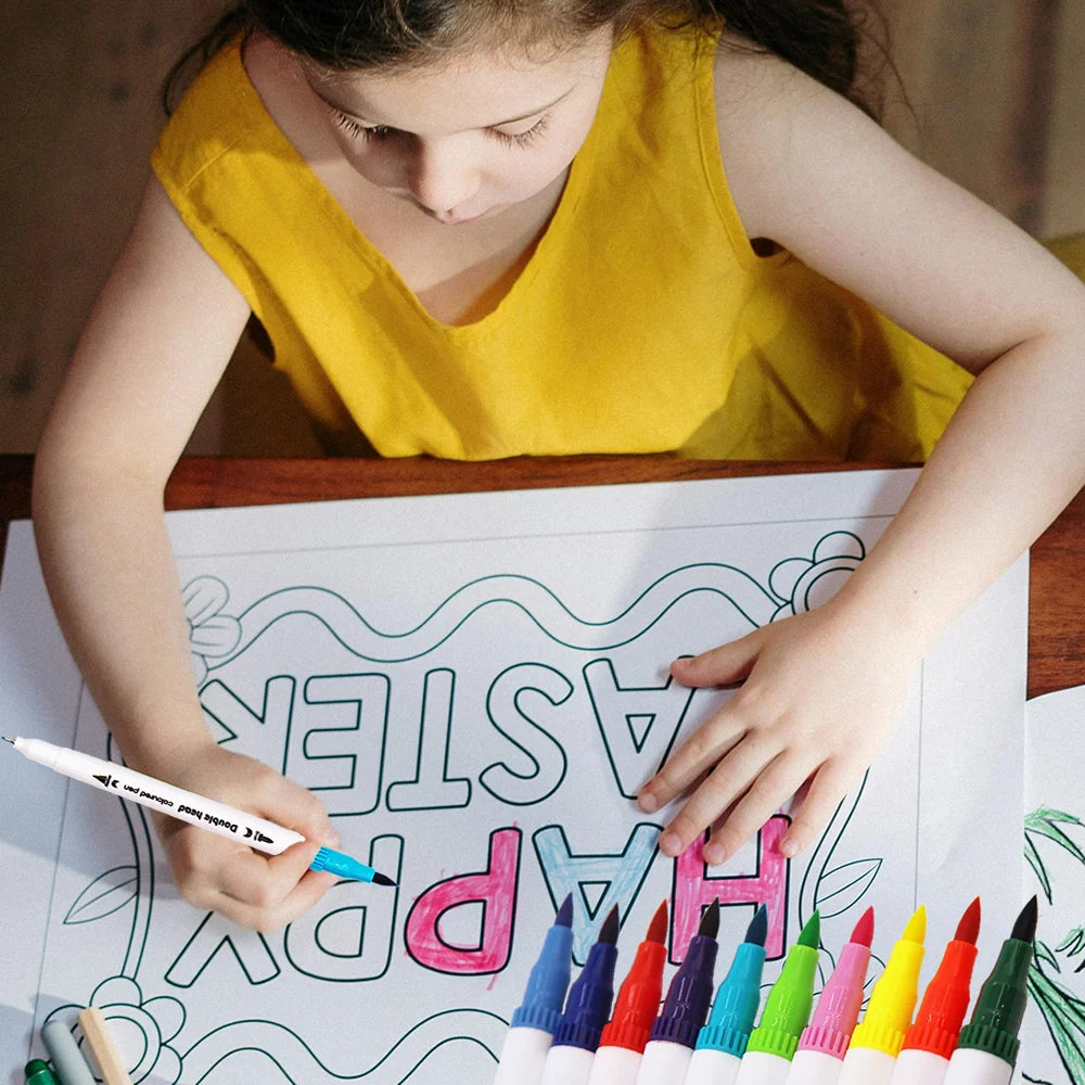LOLEDE 60 Color Double Head Markers Tip Art Supplies Drawing Brush Pen Colors Set Stationery Pens Pencils Writing Office School
