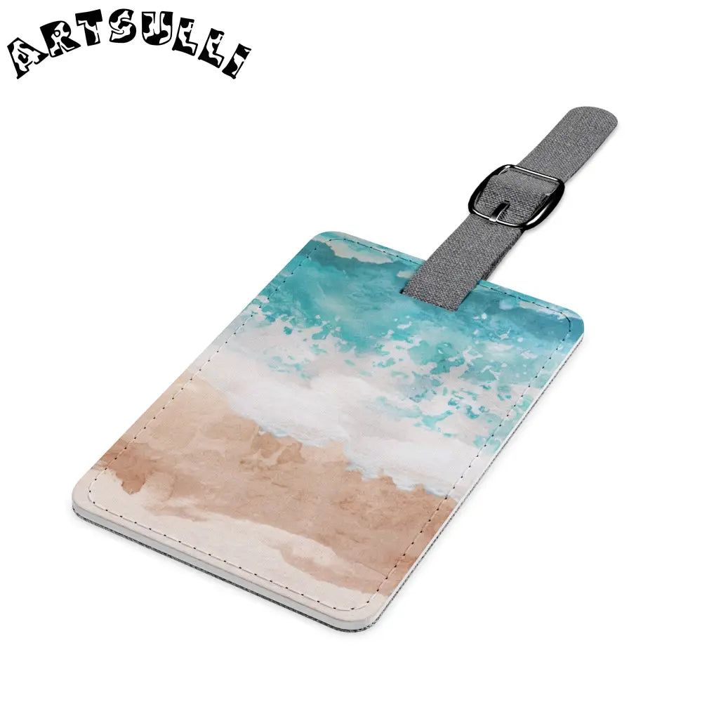 Beach Scene Gray Canvas Luggage Tag, Artsulli - Art is Long, Life is Short, Accessories, , , , , , , 