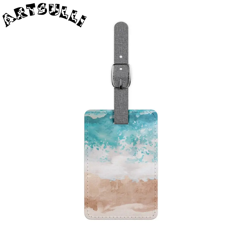 Beach Scene Gray Canvas Luggage Tag, Artsulli - Art is Long, Life is Short, Accessories, Size, One size, Shape, Rectangle, , , 59183477234192195618