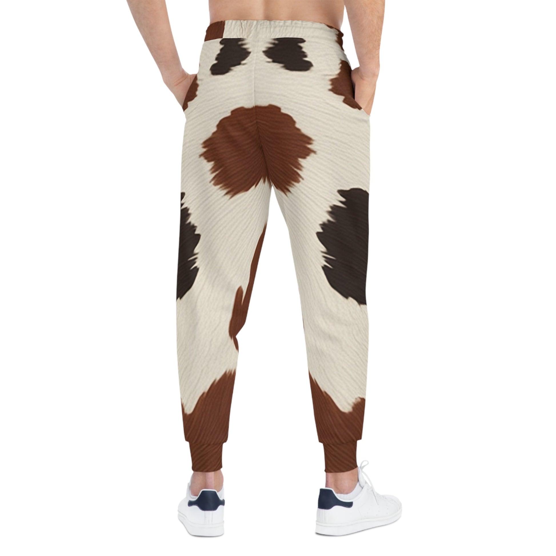 Beige and Brown Cow Print Joggers, Artsulli - Art is Long, Life is Short, All Over Prints, , , , , , , 