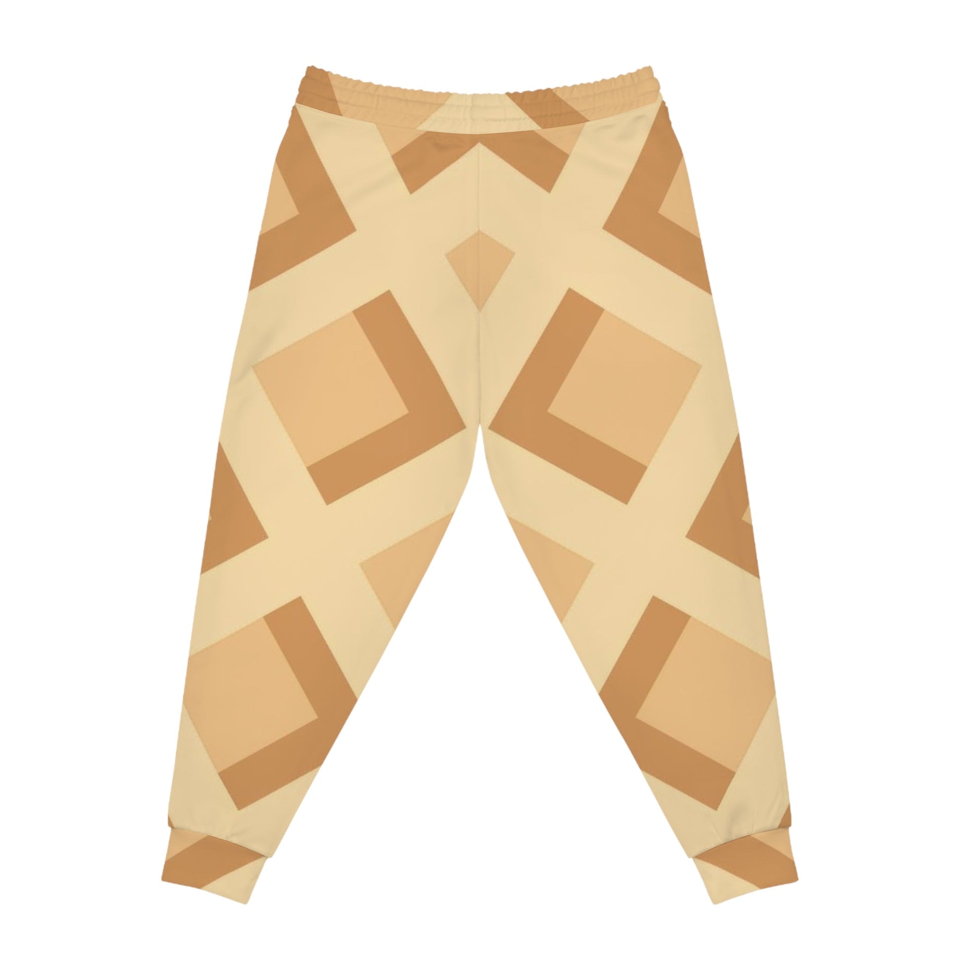 Beige and Brown Geometric Pattern Joggers, Artsulli - Art is Long, Life is Short, All Over Prints, , , , , , , 