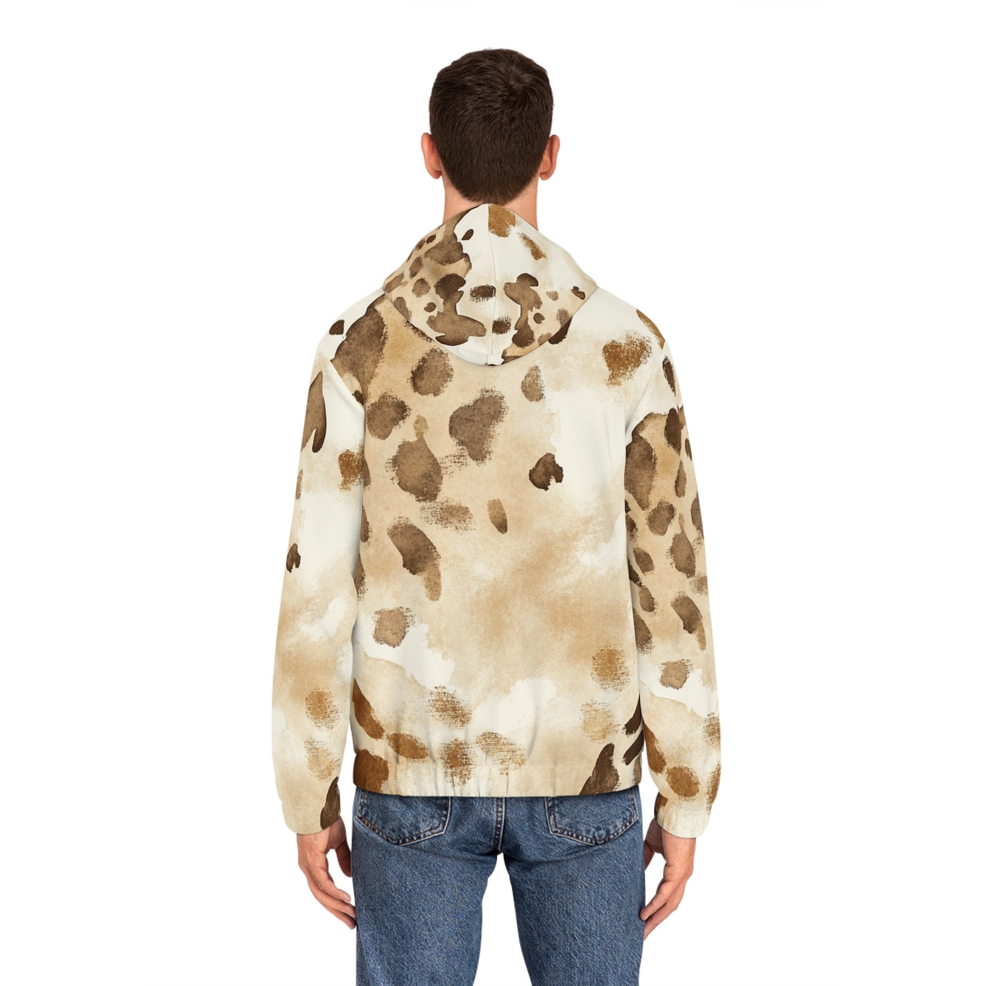 Beige and Brown Spotted Full Zip Hoodie, Artsulli - Art is Long, Life is Short, All Over Prints, , , , , , , 