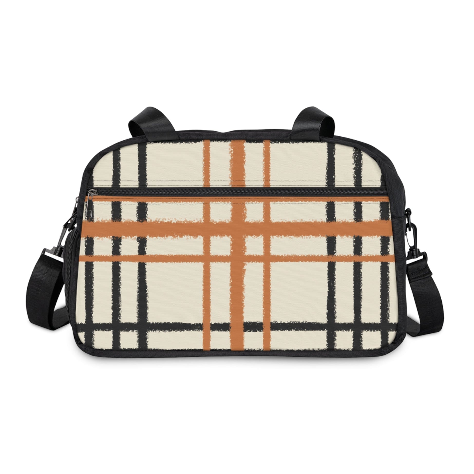 Beige and Orange Plaid Fitness Handbag, Artsulli - Art is Long, Life is Short, Bags, , , , , , , 