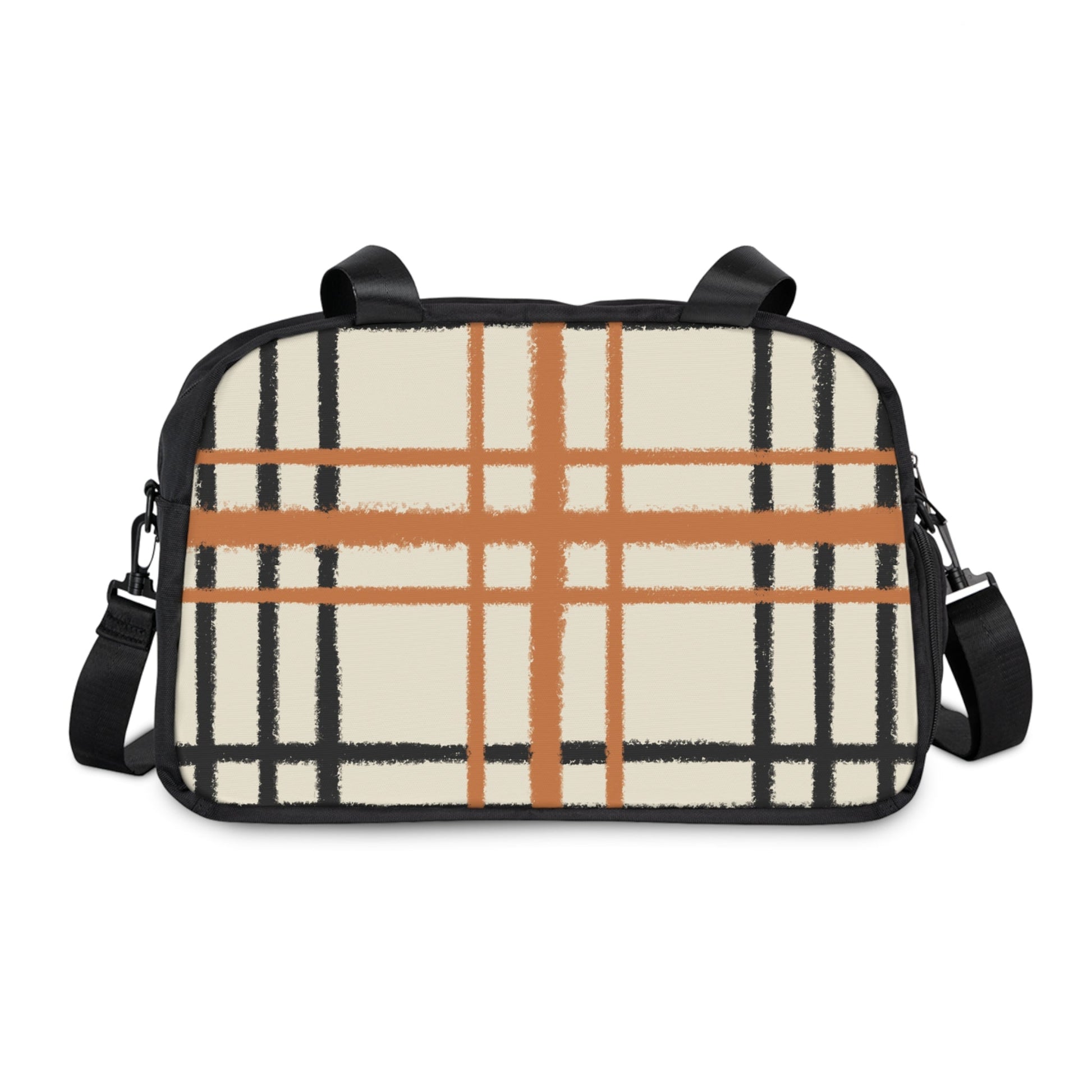 Beige and Orange Plaid Fitness Handbag, Artsulli - Art is Long, Life is Short, Bags, Size, 12.4" x 13.3", Color, Black, , , 30741424023866346871