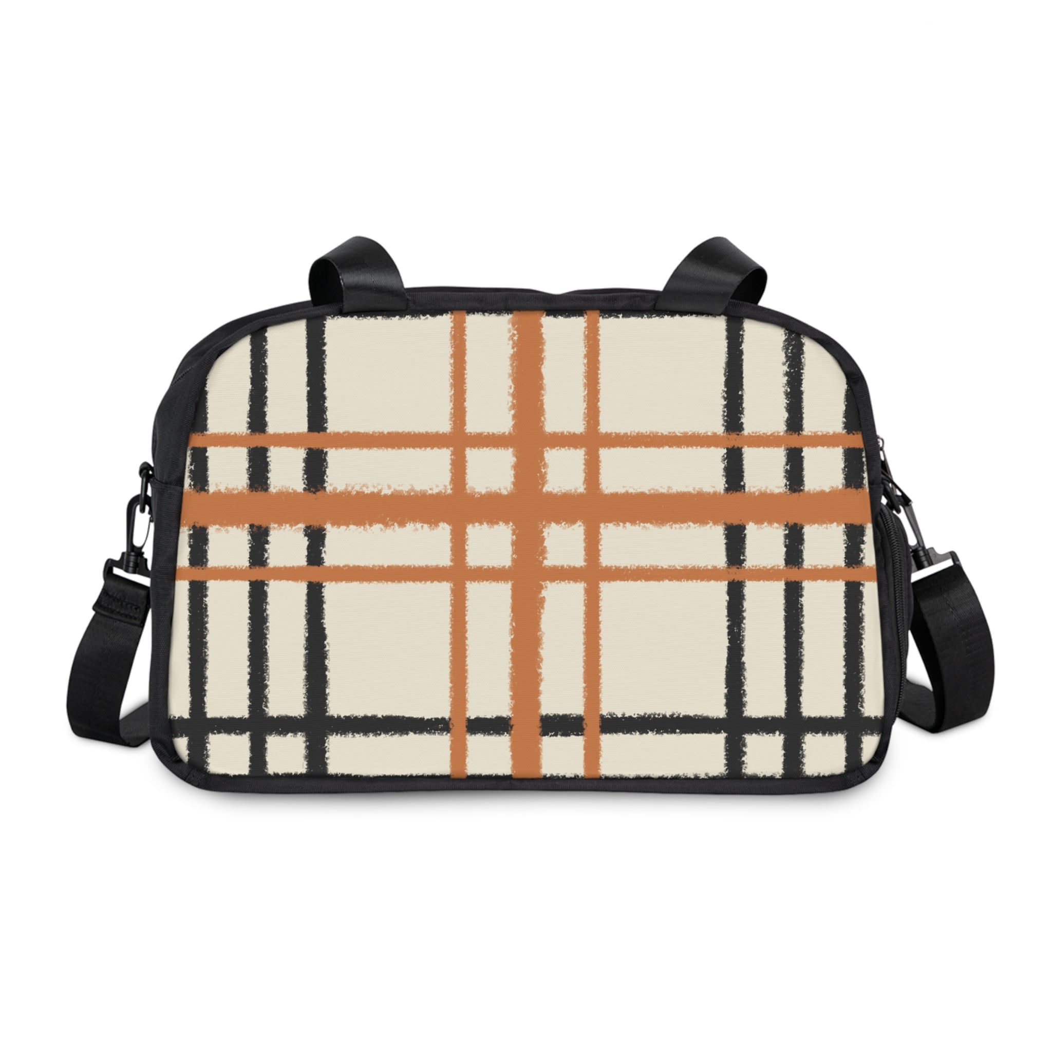 Beige and Orange Plaid Fitness Handbag, Artsulli - Art is Long, Life is Short, Bags, Size, 12.4" x 13.3", Color, Black, , , 30741424023866346871
