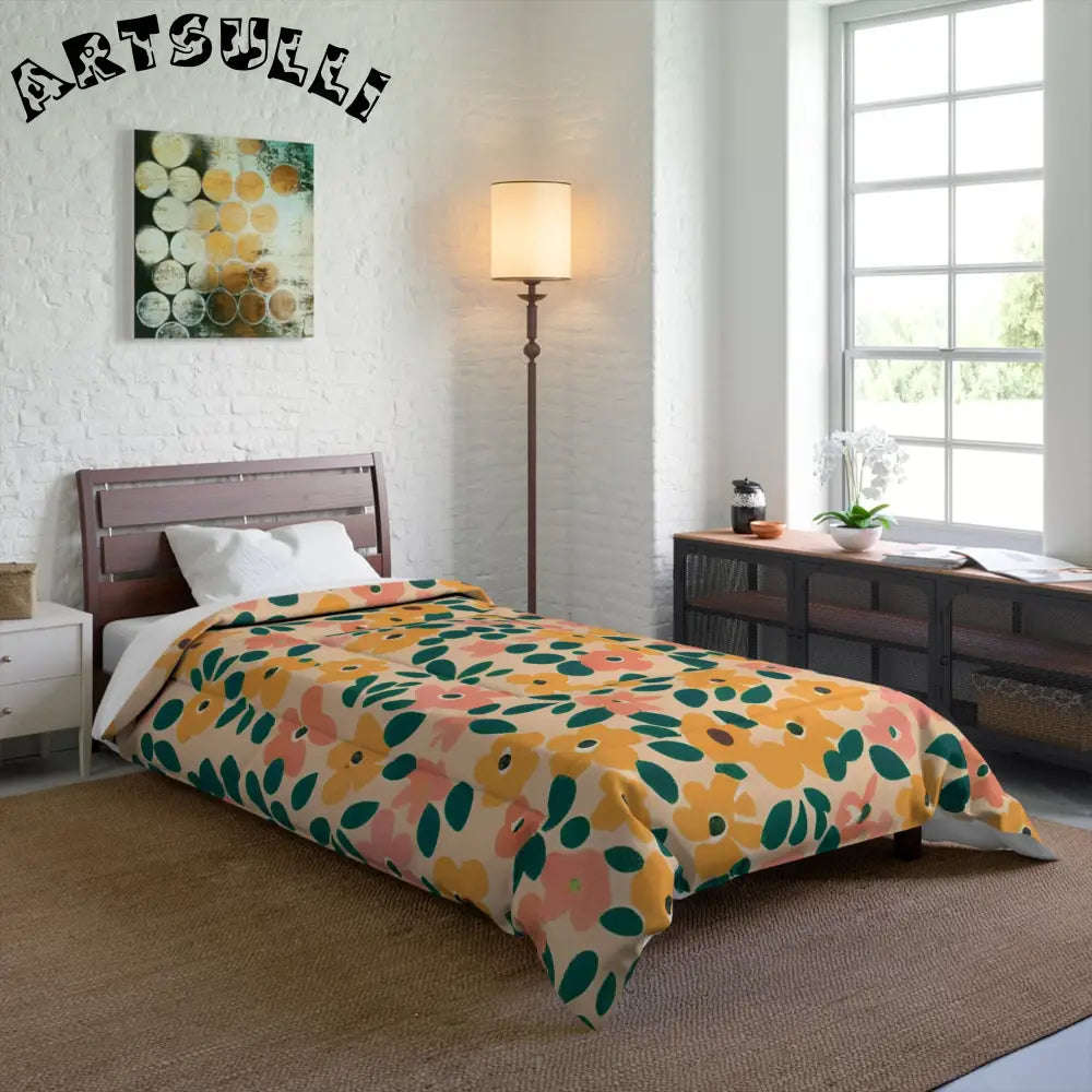 Beige Floral Cozy Blanket, Artsulli - Art is Long, Life is Short, Home Decor, , , , , , , 