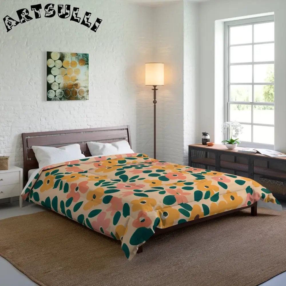 Beige Floral Cozy Blanket, Artsulli - Art is Long, Life is Short, Home Decor, , , , , , , 