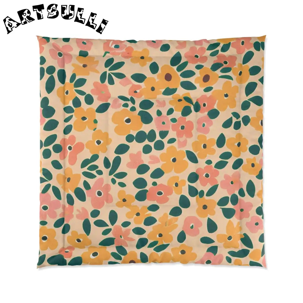 Beige Floral Cozy Blanket, Artsulli - Art is Long, Life is Short, Home Decor, Size, 88" × 88", , , , , 30225205192734318424