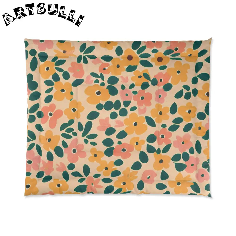 Beige Floral Cozy Blanket, Artsulli - Art is Long, Life is Short, Home Decor, Size, 104" × 88", , , , , 24705926533200185880