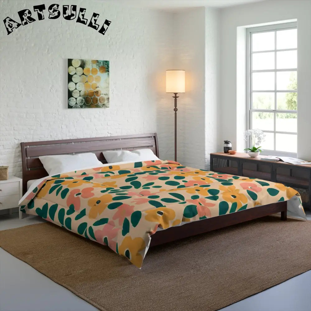 Beige Floral Cozy Blanket, Artsulli - Art is Long, Life is Short, Home Decor, , , , , , , 