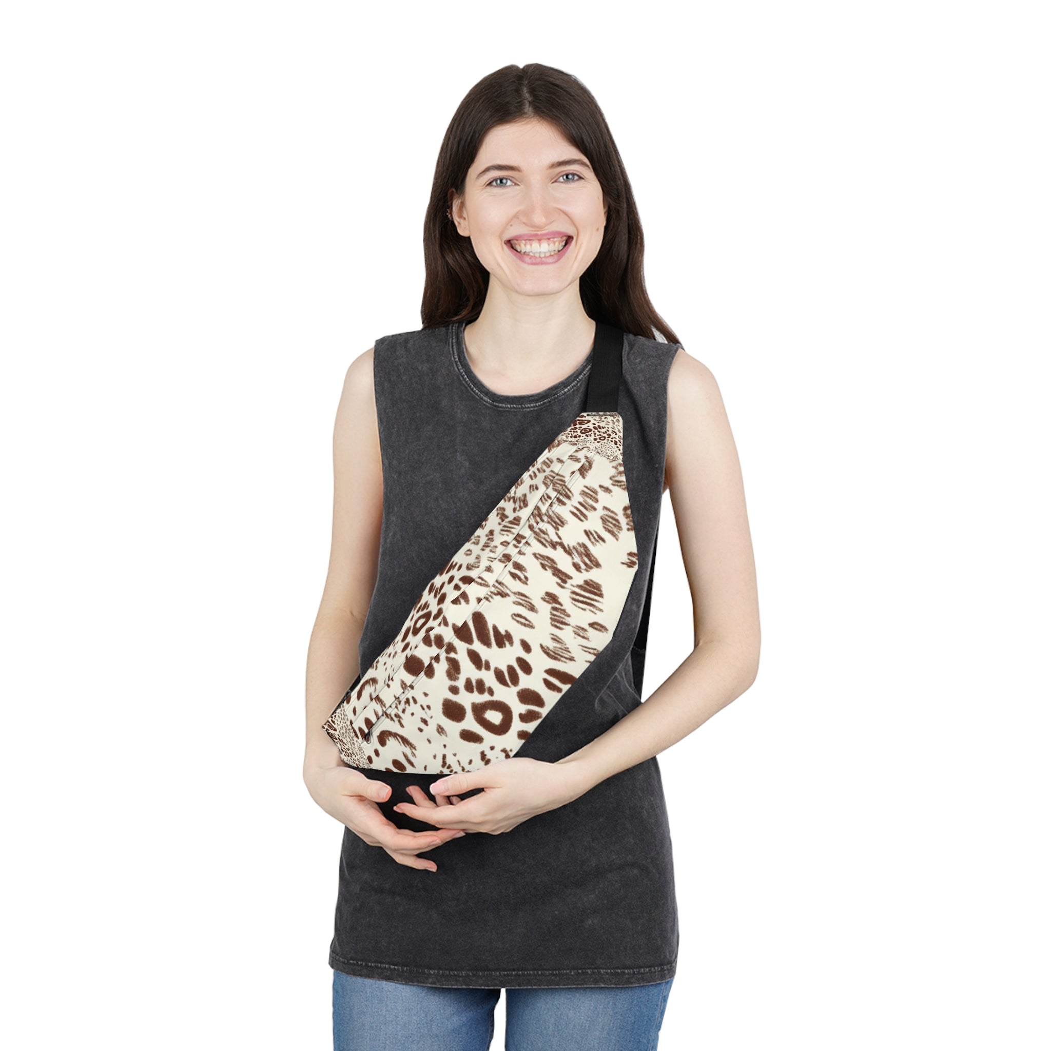 Beige Leopard Print Fanny Pack, Artsulli - Art is Long, Life is Short, Bags, , , , , , , 