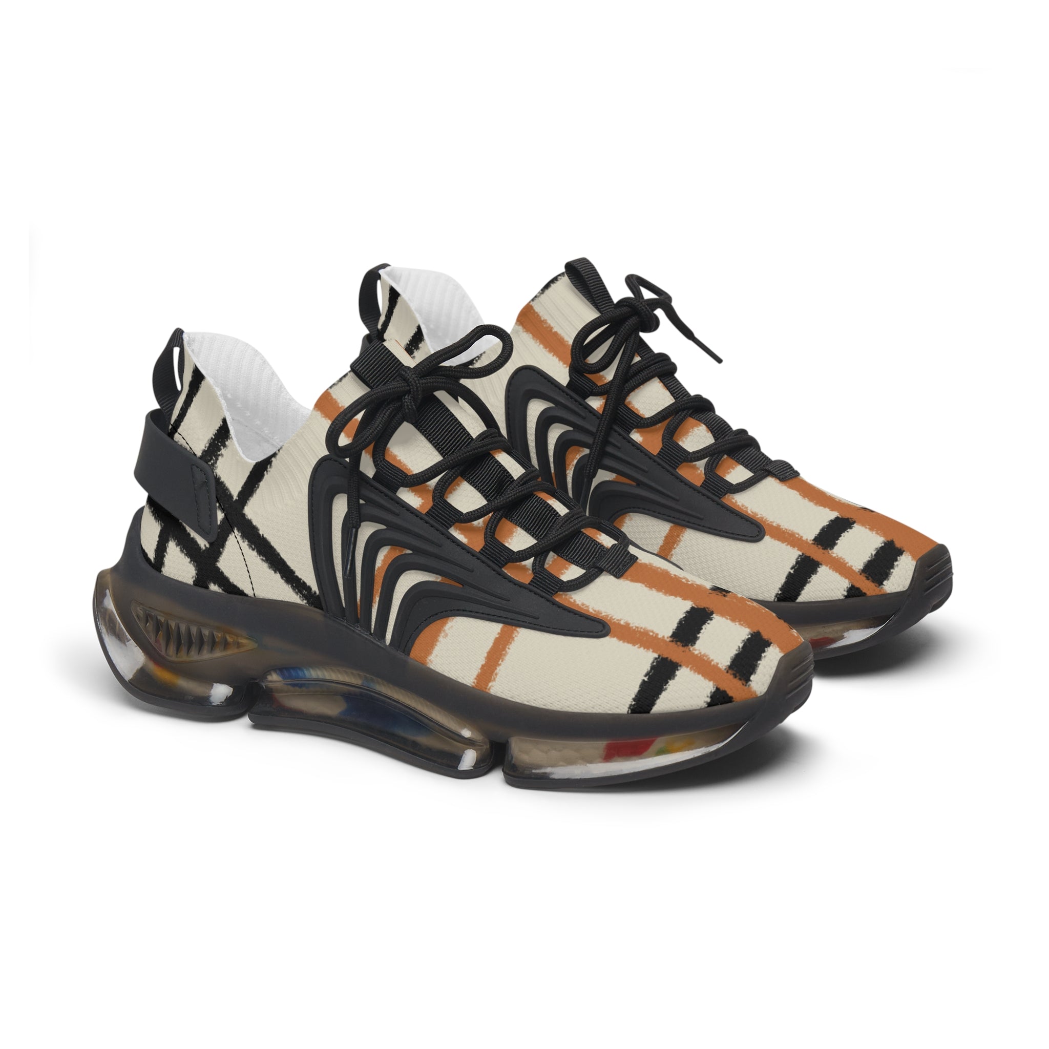 Beige Plaid Mesh Sneakers with Translucent Soles, Artsulli - Art is Long, Life is Short, Shoes, Color, Black sole, Size, US 5.5, , , 27720495300616918747