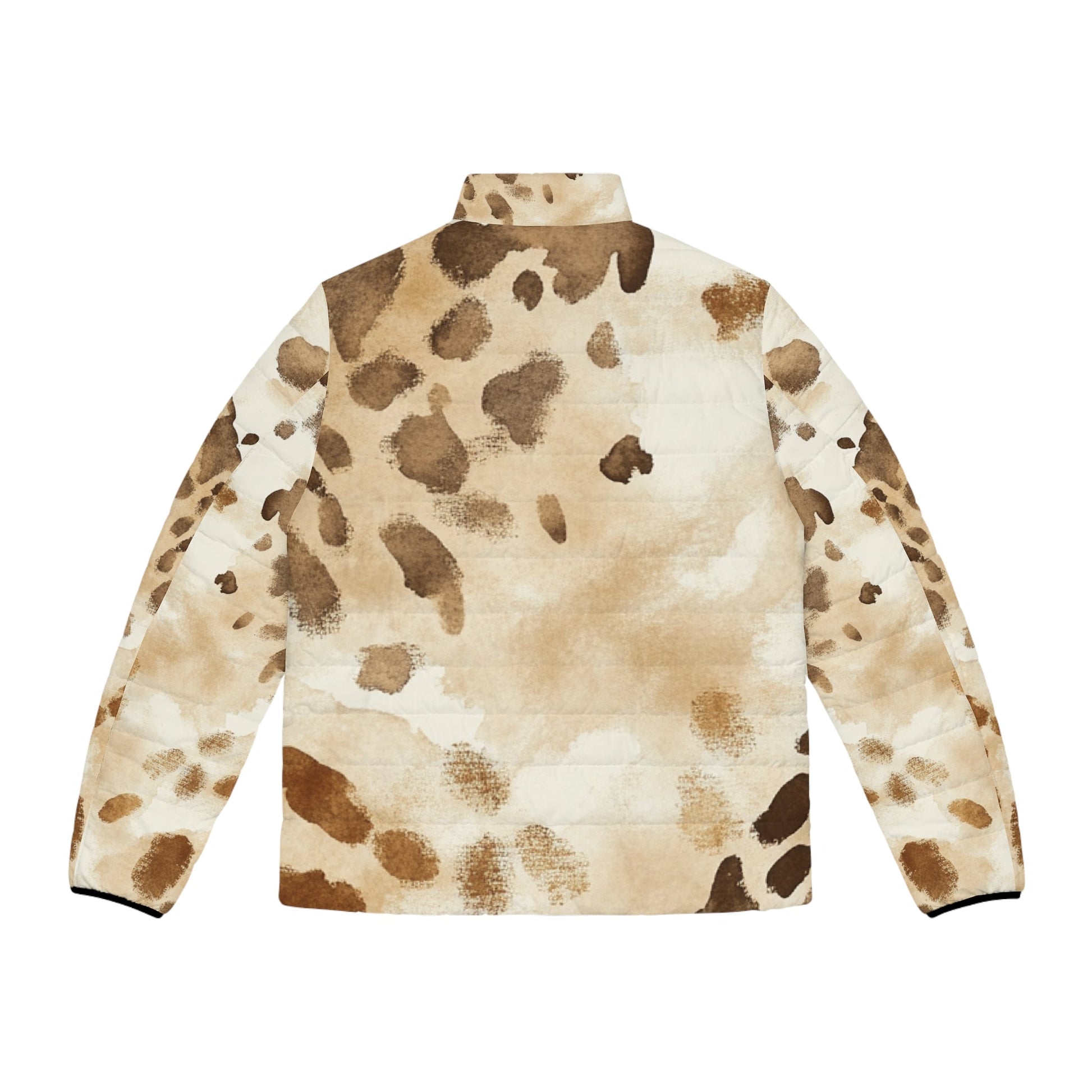 Beige Splotch Print Puffer Jacket, Artsulli - Art is Long, Life is Short, All Over Prints, , , , , , , 