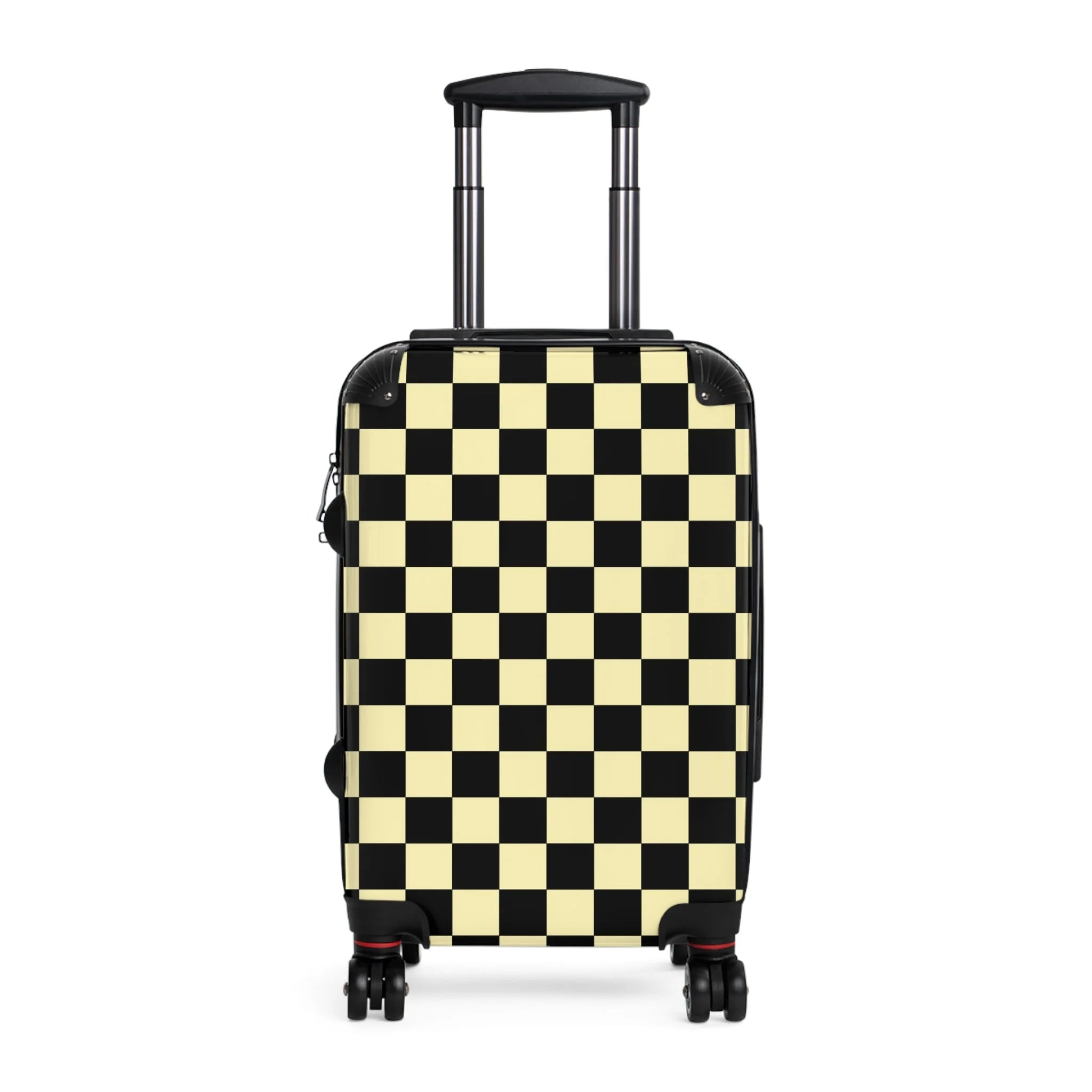 Best Form Checkered Spinner Suitcase, Artsulli - Art is Long, Life is Short, Bags, Size, Small, Color, Black, , , 32811514518316895949
