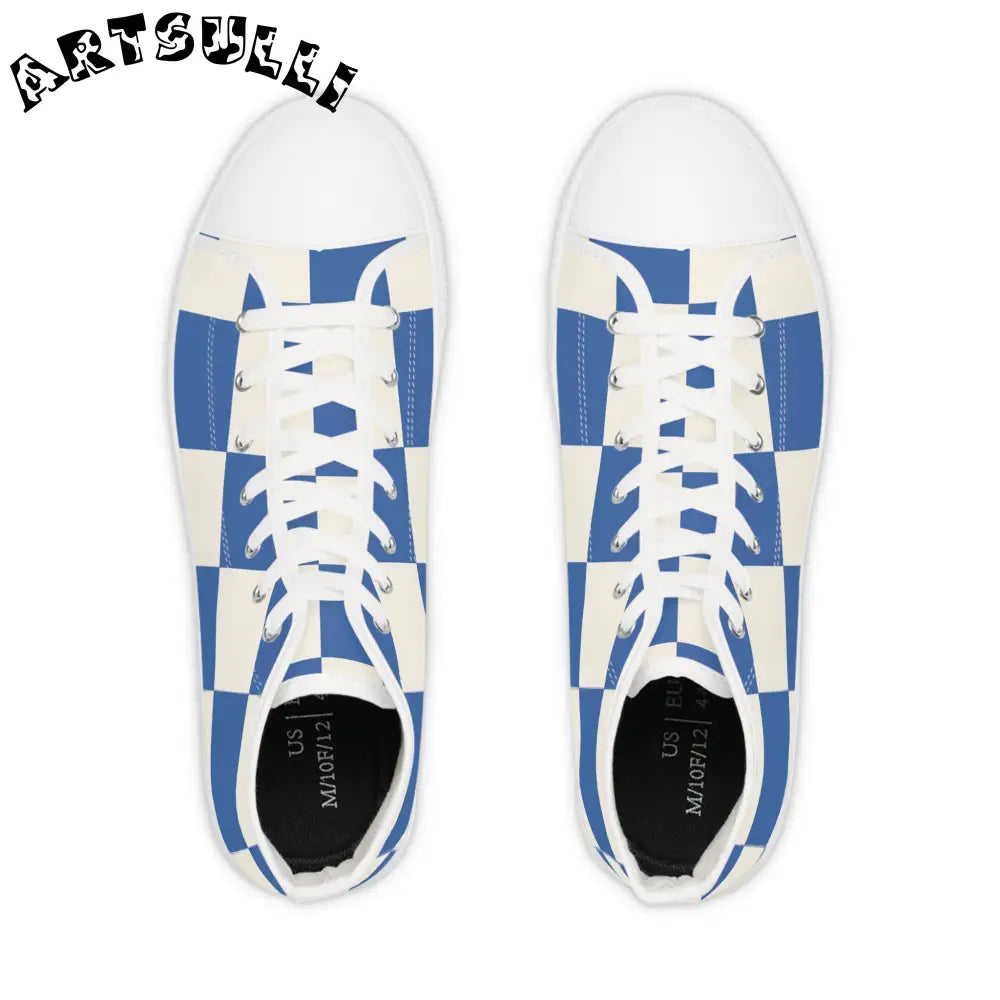 JAKKOUTTHEBXX Big Checkerboard Blue Breathable Polyester High Tops 2025