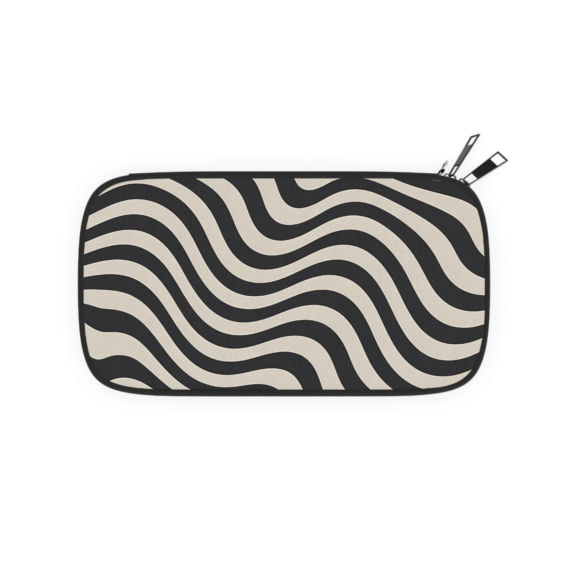 Black and Beige Wavy Pouch, Artsulli - Art is Long, Life is Short, Bags, Size, 4.7" x 9.1", , , , , 31142841874789222591
