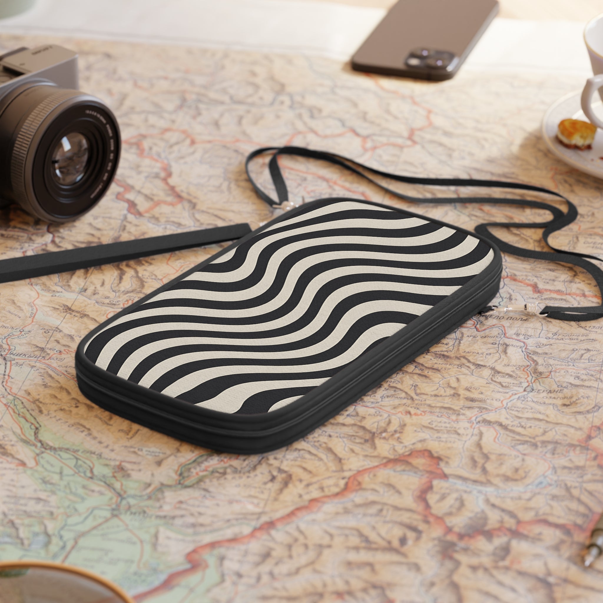Black and Beige Wavy Pouch, Artsulli - Art is Long, Life is Short, Bags, , , , , , , 