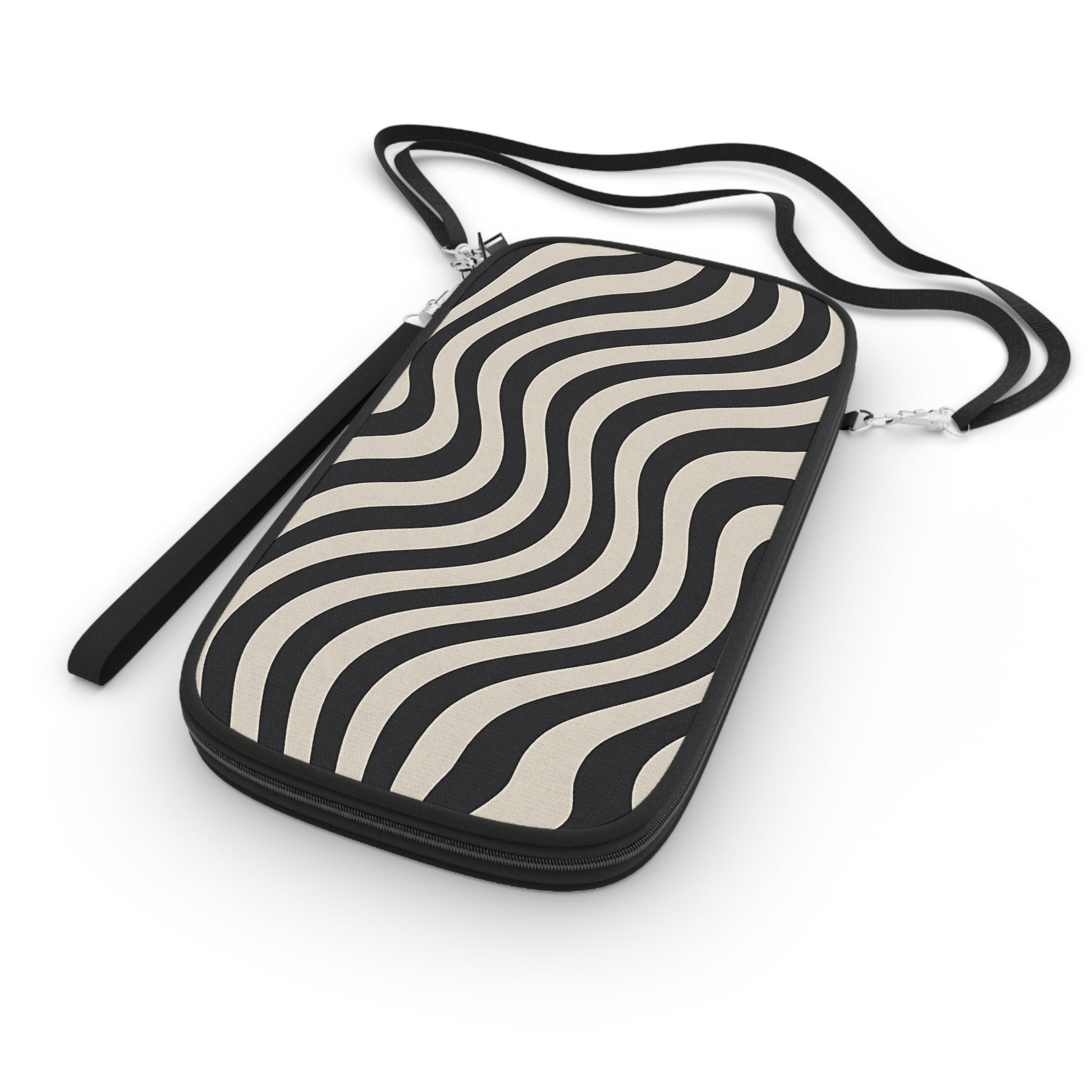 Black and Beige Wavy Pouch, Artsulli - Art is Long, Life is Short, Bags, , , , , , , 