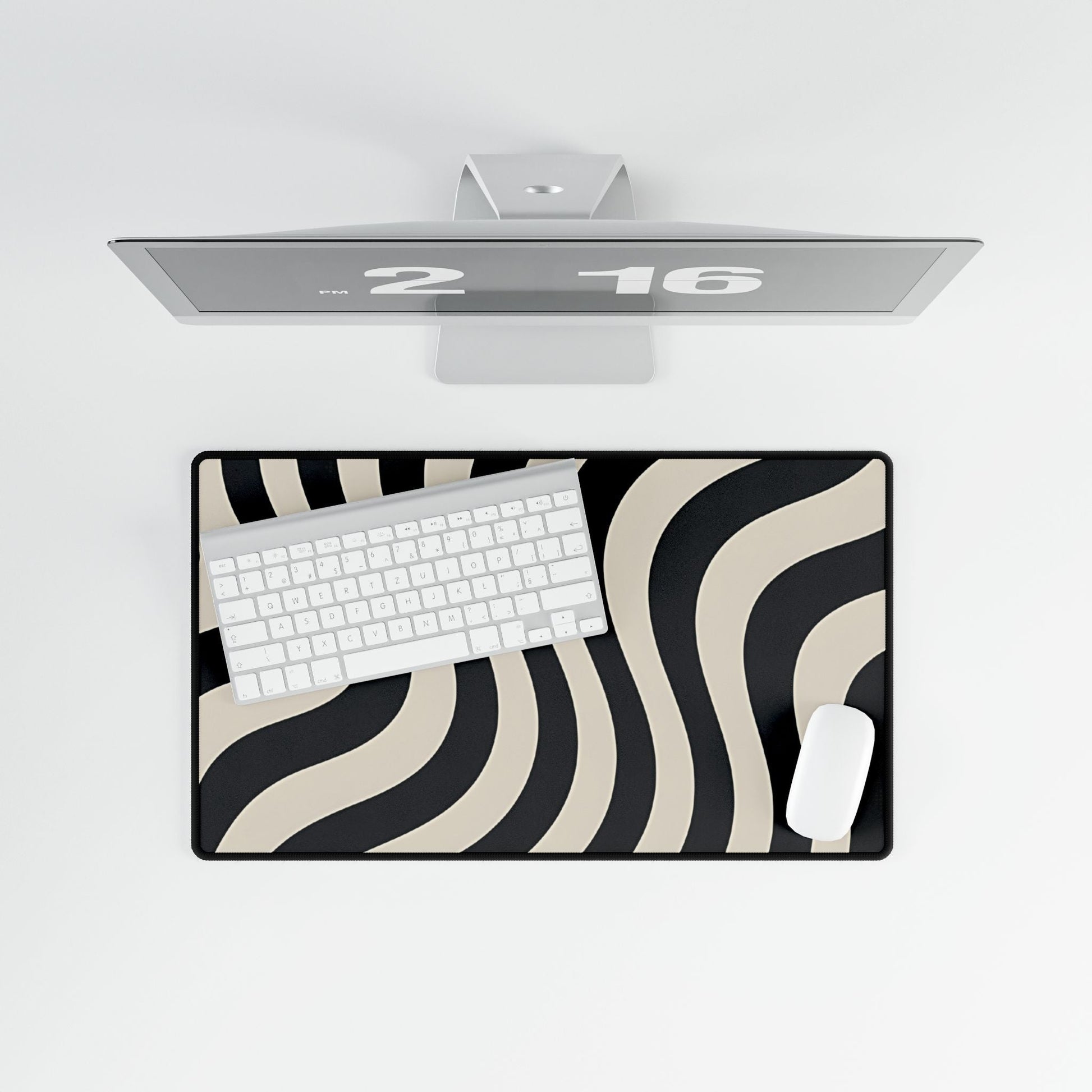 Black and Beige Wavy Stripe Desk Mat, Artsulli - Art is Long, Life is Short, Home Decor, , , , , , , 