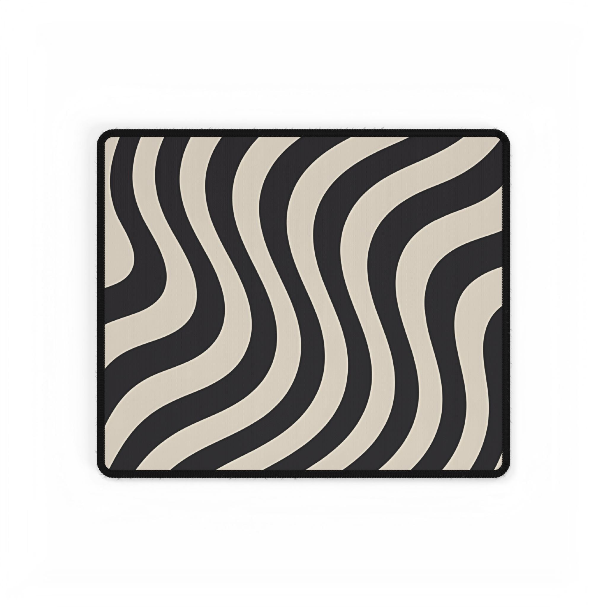 Black and Beige Wavy Stripe Desk Mat, Artsulli - Art is Long, Life is Short, Home Decor, Size, 14.4" × 12.1", , , , , 85233259607800035517