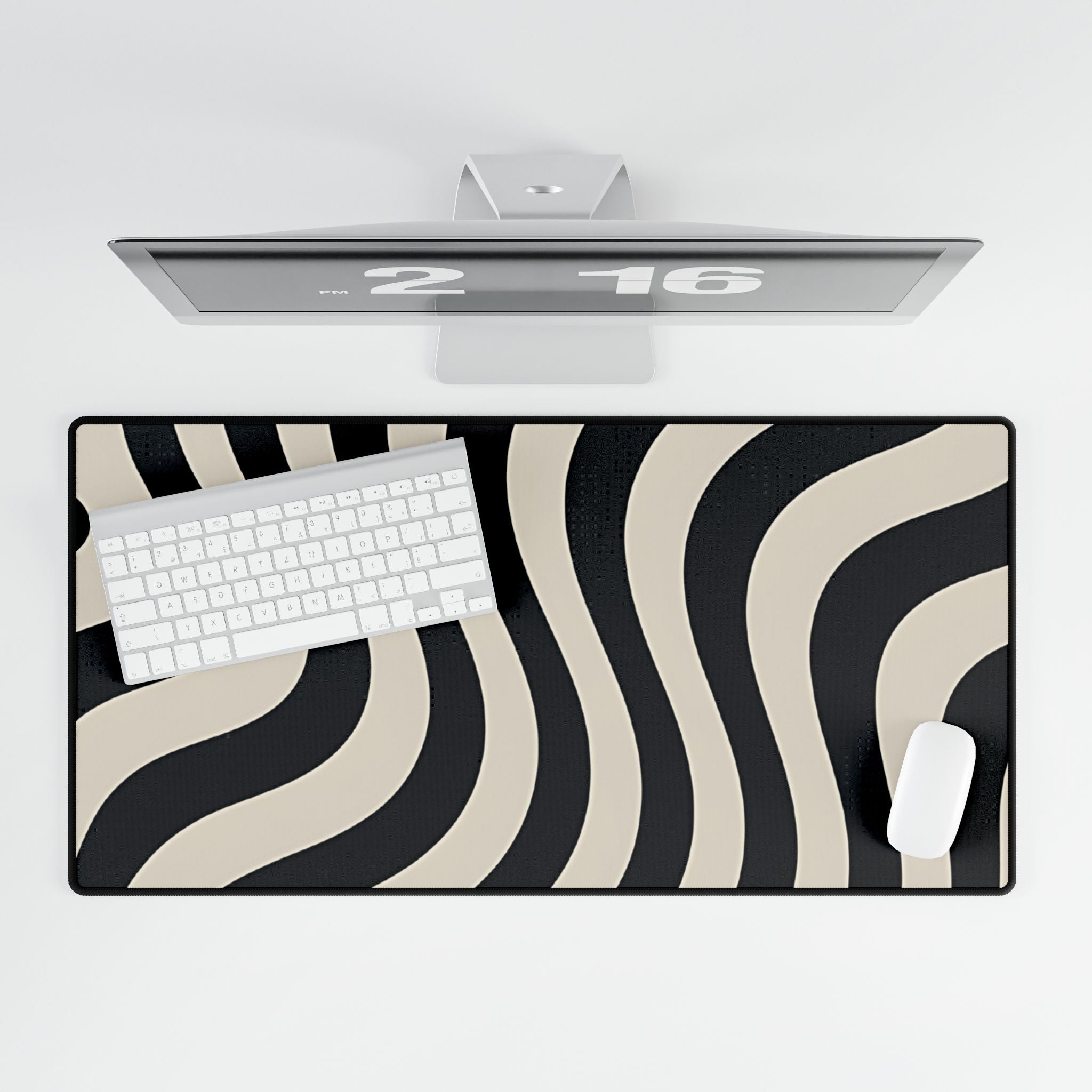 Black and Beige Wavy Stripe Desk Mat, Artsulli - Art is Long, Life is Short, Home Decor, , , , , , , 