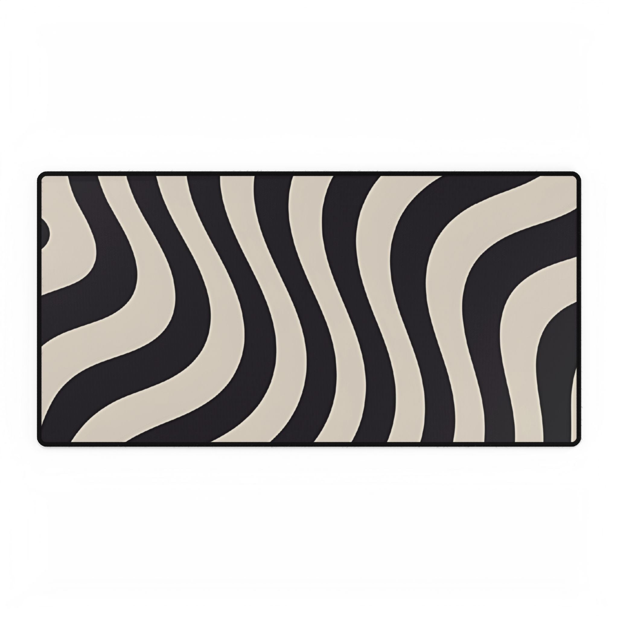 Black and Beige Wavy Stripe Desk Mat, Artsulli - Art is Long, Life is Short, Home Decor, Size, 31.5" × 15.5", , , , , 11771843418228440220