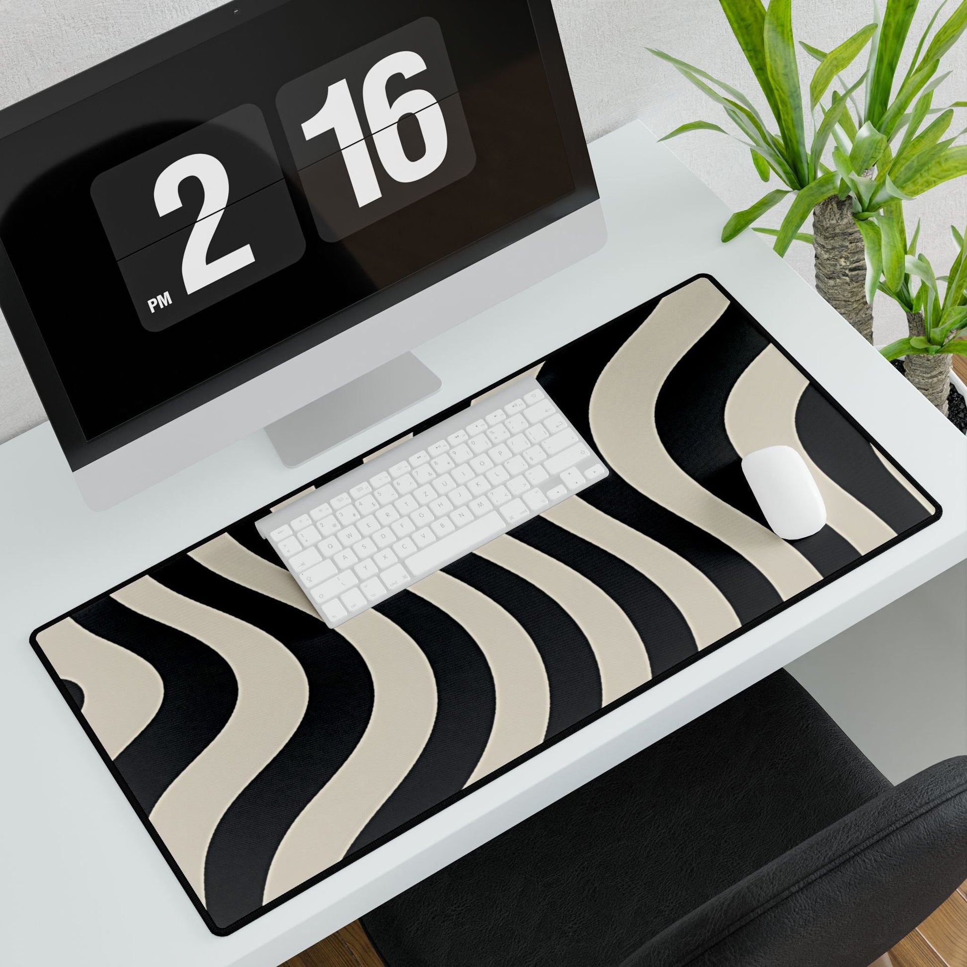 Black and Beige Wavy Stripe Desk Mat, Artsulli - Art is Long, Life is Short, Home Decor, , , , , , , 