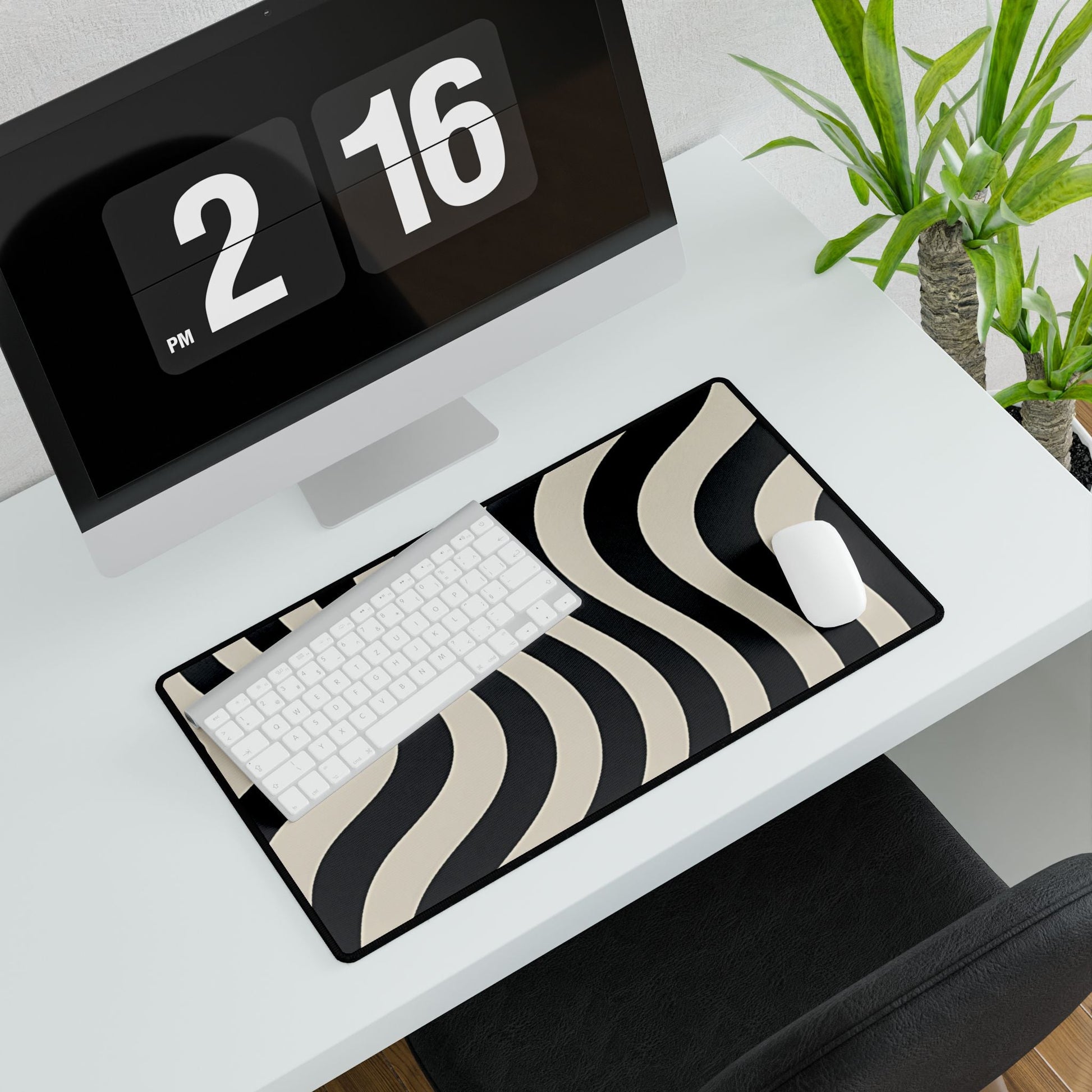 Black and Beige Wavy Stripe Desk Mat, Artsulli - Art is Long, Life is Short, Home Decor, , , , , , , 