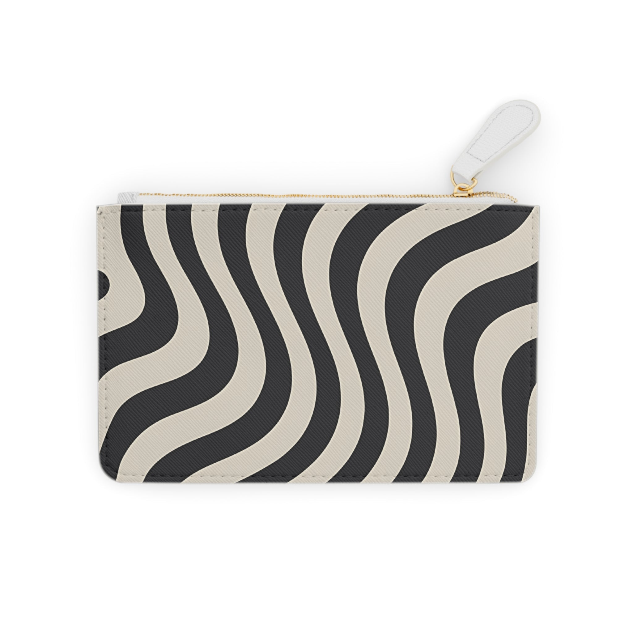 Printify Black and Beige Wavy Striped Clutch Bag 2025